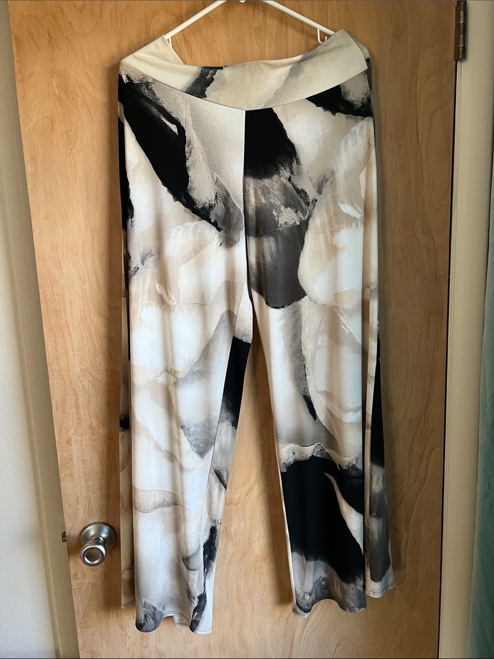 Clara Sun Woo High Rise wide leg Watercolor Print Pants Size L